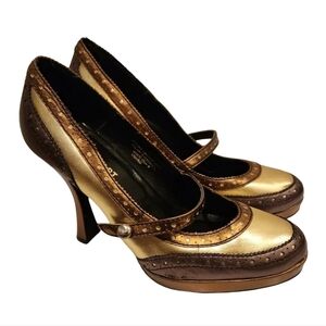 Colin Stuart metallic Gold And Bronze Mary Jane heels